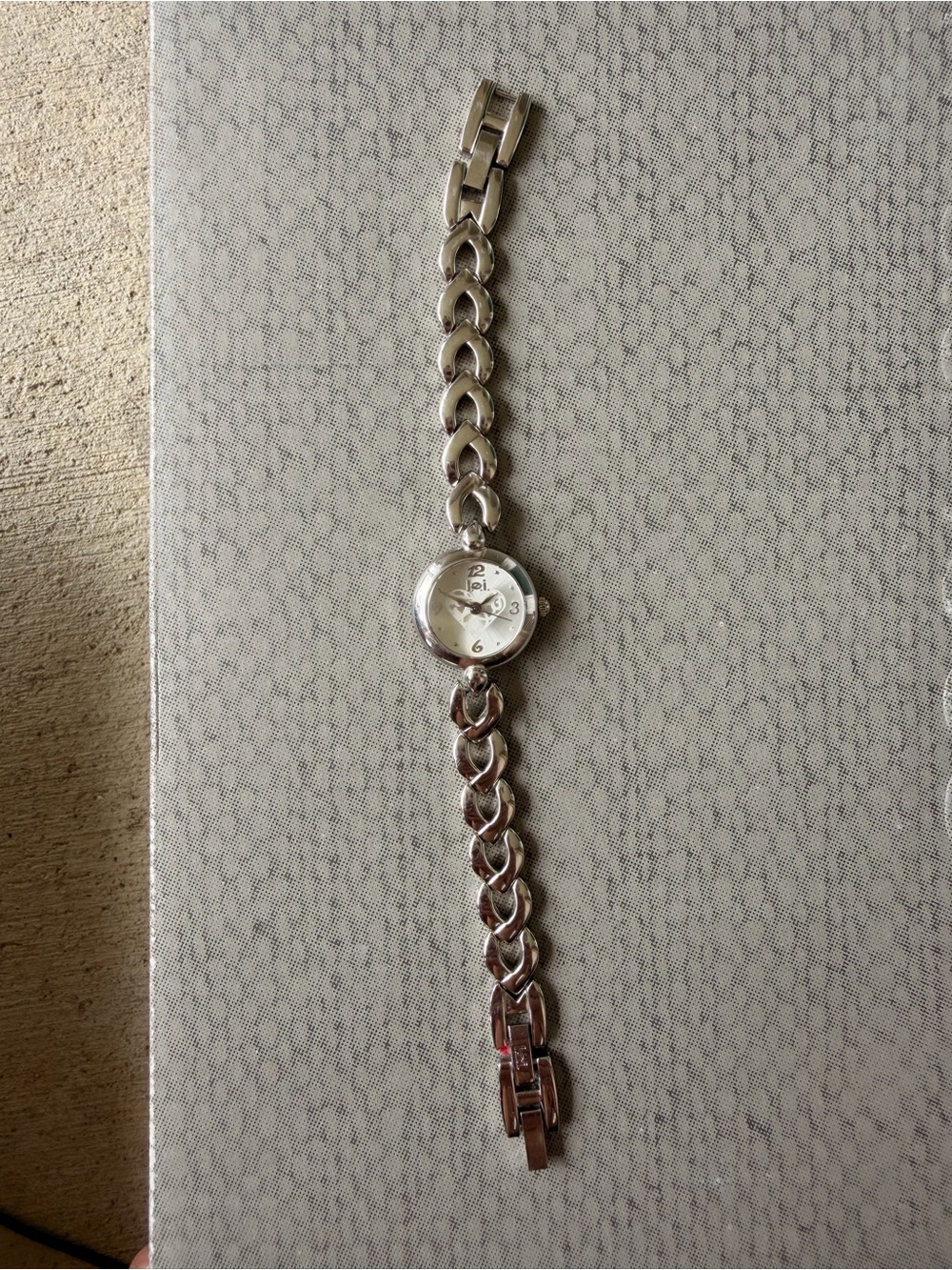 l.e.i. Silver Tone Heart Link Bracelet Watch
